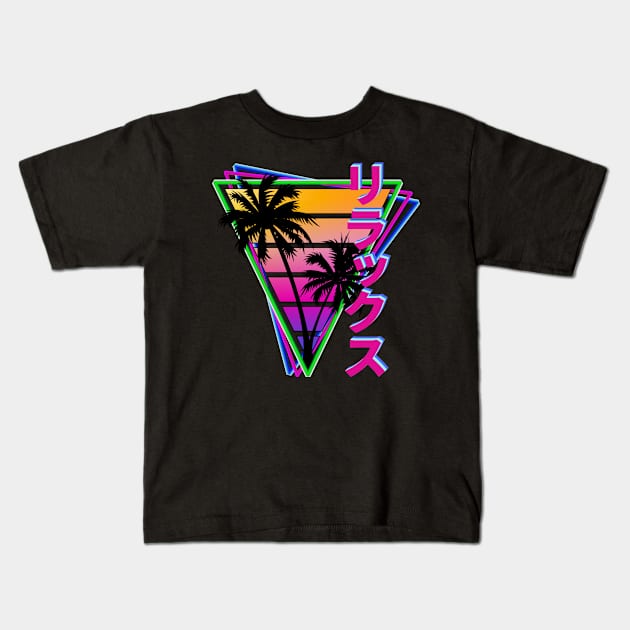 Relax Synthwave Inspired Sunset Kids T-Shirt by Brobocop